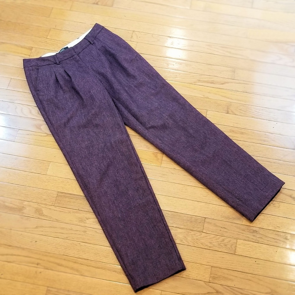 Elegant pleated burgundy wool pants - LIKE NEW!